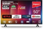 تلفزيون ذكي 50 بوصة من امبيكس، شاشة LED و4 كيه UHD - غلوريا 50، أسود