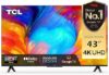 TCL تلفزيون ذكي 4 كيه الترا اتش دي 43 بوصة، تلفزيون جوجل مع كروم كاست مدمج ومساعدة، تحكم صوتي بدون استخدام اليدين، صوت دولبي، HDR10، تقنية التعتيم الدقيق، تصميم بدون حواف، 43P635 (موديل 2023)