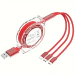 كابل USB قابل للسحب 3 في 1 معتمد من MFI للشحن المتعدد - توافق عالمي مع أجهزة iPhone و Android و Type-C و Micro USB - شاحن محمول للهواتف