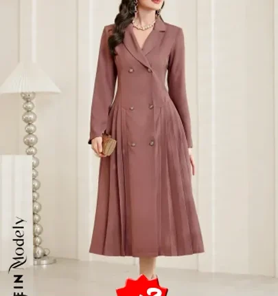 SHEIN Modely فستان سيدات موحد اللون مزدوج الصدر