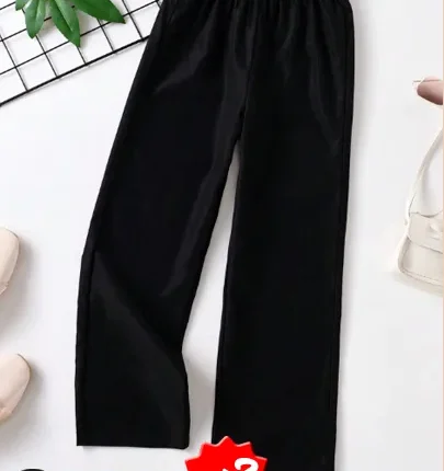 SHEIN بنطلون موحدة اللون خصر مرن بنت طفل