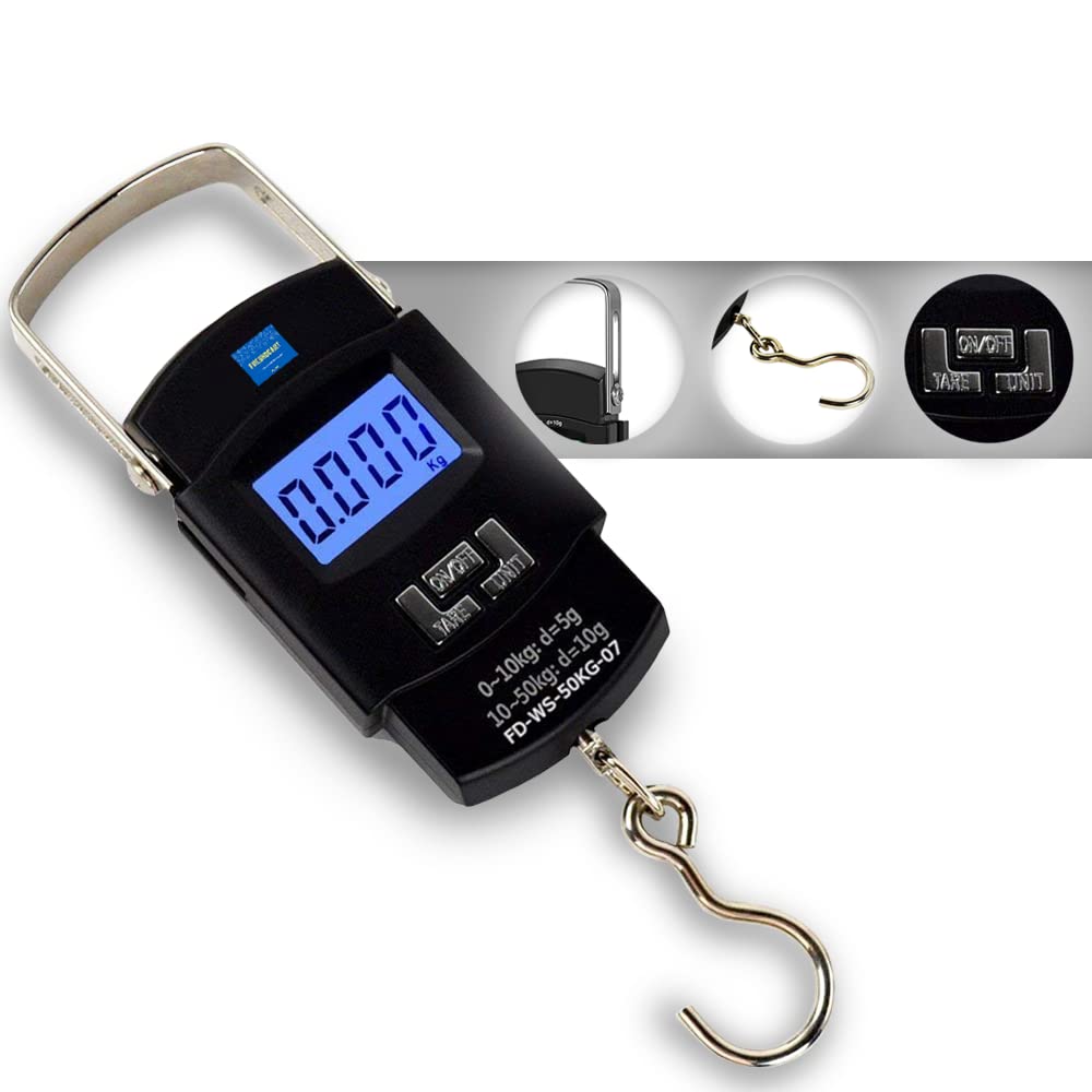 فريش دي كارت ماكينة وزن خطافية محمولة شديدة التحمل من النوع الرقمي، وزن يدوي M/c 10 كجم - 50 كجم، مقياس درجة الحرارة للمنزل والمطبخ والسفر (اسود، FDC-990) فريش دي كارت ماكينة وزن خطافية محمولة شديدة التحمل من النوع الرقمي، وزن يدوي M/c 10 كجم - 50 كجم، مقياس درجة الحرارة للمنزل والمطبخ والسفر (اسود، FDC-990)