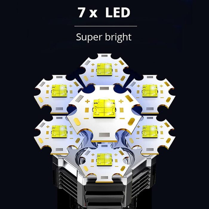 مصباح يدوي LED فائق السطوع من سيوسى، قابل لاعادة الشحن ومحمول باليد للاستخدام في التخييم، كشاف بمقبض للتخييم والصيد والمشي لمسافات طويلة، لون اسود