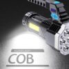 مصباح يدوي LED فائق السطوع من سيوسى، قابل لاعادة الشحن ومحمول باليد للاستخدام في التخييم، كشاف بمقبض للتخييم والصيد والمشي لمسافات طويلة، لون اسود