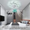 مروحة سقف LED حديثة بتصميم زهرة تتأرجح 360 درجة مع مصباح وجهاز تحكم عن بعد و6 سرعات ومؤقت للمطبخ وغرف المعيشة والطعام من كيوسيوي