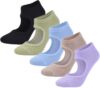 MAKINGTEC Ladies Anti-Slip Yoga Socks, Pilates Socks, Anti-Slip Grip Socks for Sports Dance Backless Professional Anti-Slip Pilates Fitness(6 Pairs)
