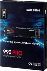 وسيط تخزين ذو حالة ثابتة SSD 990 برو من سامسونج بسعة 1 تيرا ومنفذ PCIe 4.0 (حتى 7450 MB/الثانية) وذاكرة مستديمة M.2 (2280) (MZ-V9P1T0BW)، pc_card