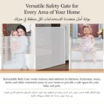 بوابة أمان قابلة للسحب وعريضة للغاية بدون ثقب للسلالم والأبواب، بوابة سهلة التركيب للكلاب، حاجز للسلم للأطفال للاستخدام الداخلي والخارجي من شيك، 3 متر × 7.6 سم (أبيض، عرض 87.5 ×...