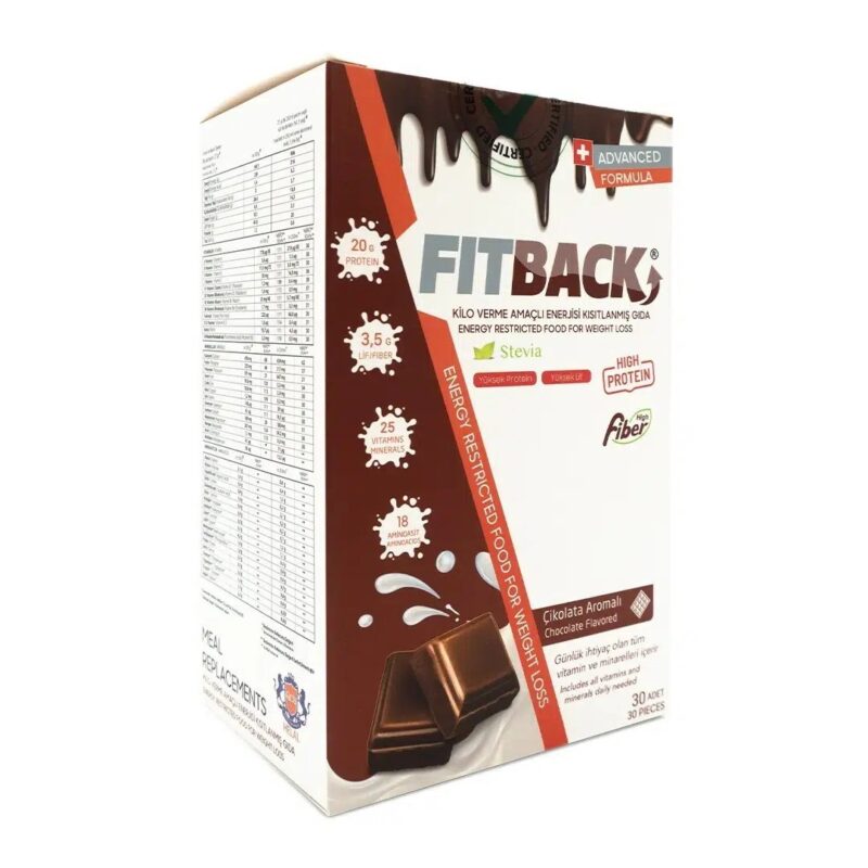مشروب غذائي فيت باك بنكهة الشوكولاتة والفراولة والفانيلا Fitback