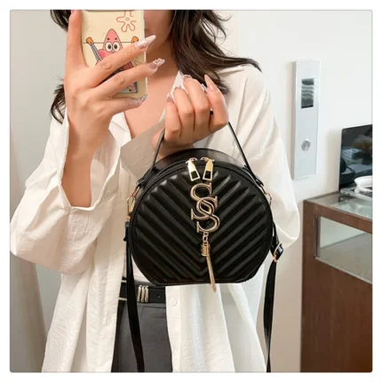 حقيبة دائرية حديثة كاجوال، حقيبة يد بجودة عالية بأسلوب حضري كتف نسائية |صرخات الموضة 2025