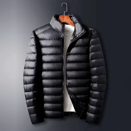 جاكيت رجالي خفيف الوزن من القطن والريش لخريف وشتاء ملابس خارجية عصرية عالية الجودة مقاومة للبرد معطف مبطن بالقطن