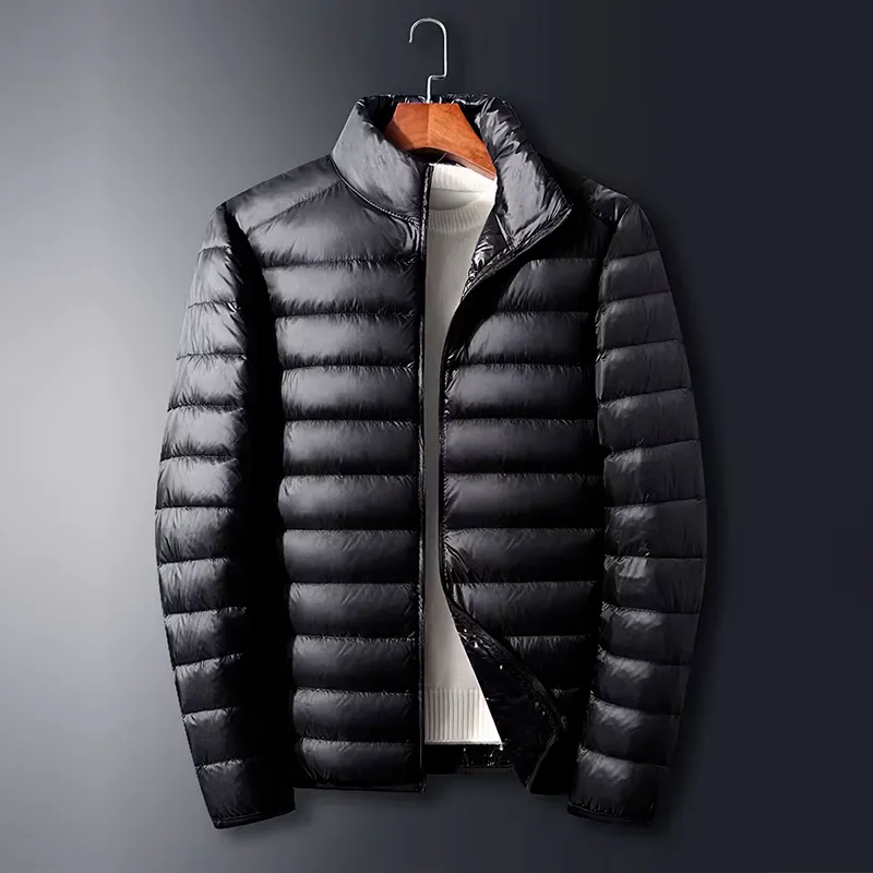 جاكيت رجالي خفيف الوزن من القطن والريش لخريف وشتاء ملابس خارجية عصرية عالية الجودة مقاومة للبرد معطف مبطن بالقطن