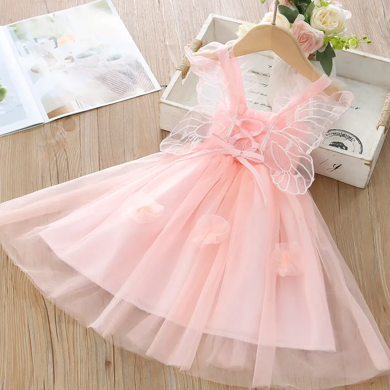 فستان ساحر بأجنحة فراشة تنورة أميرة كاميسول للأطفال فستان تنورات منفوشة معالجة ناعمة من قماش البوليستر