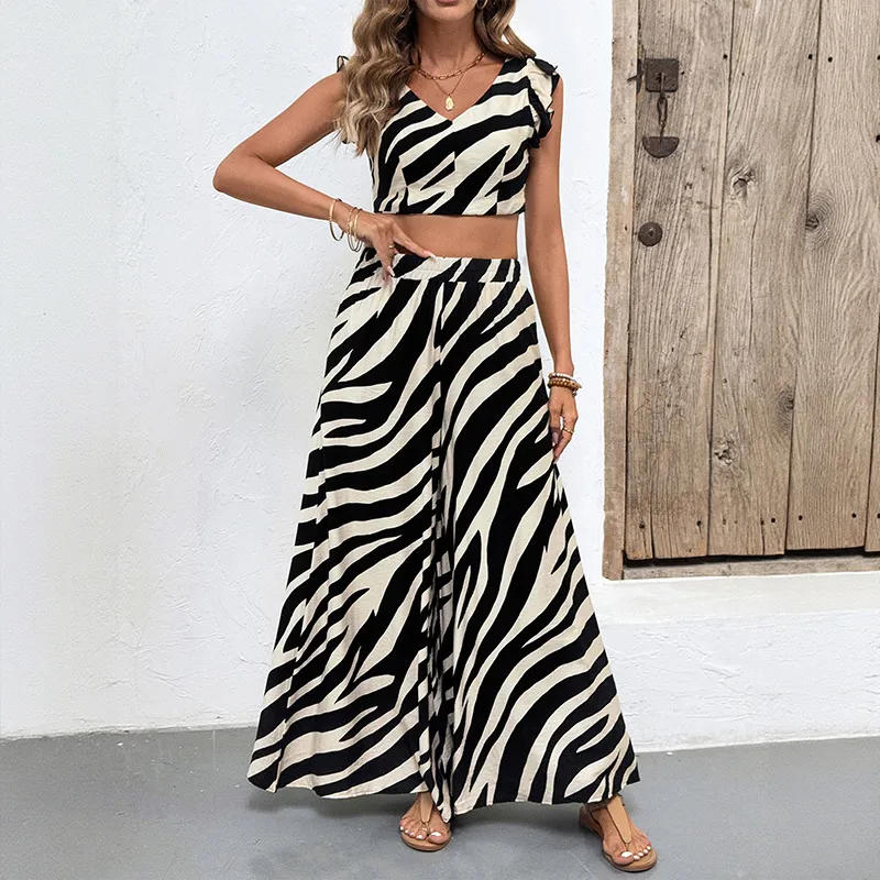 يوم الاجازة شارع امرأة ملابس الشارع الحمار الوحشي ألياف الفسكوز نايلون طقم بنطلون متناسق مجموعات السراويل