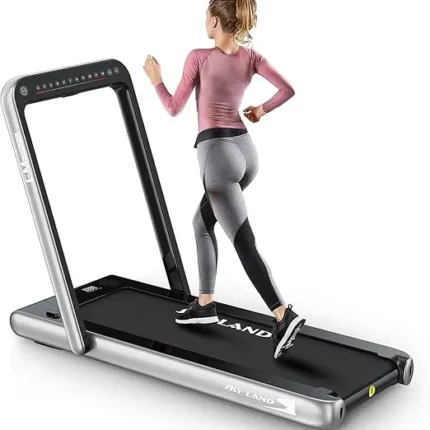 جهاز السير المتحرك سكاي لاند فيتنس 2 في 1 مشي مع وسادة ووسادة جري تحكم عن بعد ومكبر صوت بلوتوث محرك = بقوة 2.25 حصان ~4 القوة القصوى EM-1282-G رمادي