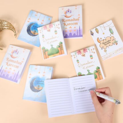 ١٢ دفترًا من دفاتر رمضان كريم، بتصميمات كرتونية لقلعة وفانوس القمر، دفاتر مسطرة فارغة، دفاتر ورقية بغلاف مقوى مخيطة، إكسسوارات مكتبية لعيد الفطر، هدايا للحفلات المدرسية الإسلامية | متجر واو الأفضل ترينديول السعودية