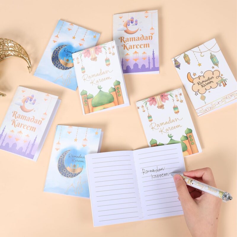 ١٢ دفترًا من دفاتر رمضان كريم، بتصميمات كرتونية لقلعة وفانوس القمر، دفاتر مسطرة فارغة، دفاتر ورقية بغلاف مقوى مخيطة، إكسسوارات مكتبية لعيد الفطر، هدايا للحفلات المدرسية الإسلامية | متجر واو الأفضل ترينديول السعودية