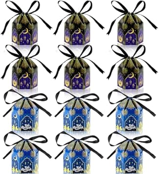 12 علبة، علب هدايا رمضان مبارك، علب هدايا صغيرة، علب حلوى إسلامية، لوازم حفلات رمضان | متجر واو الأفضل ترينديول السعودية