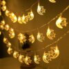 أضواء زينة رمضانية، 20 مصباح LED، طول 3 أمتار، أضواء عيد مبارك معلقة على شكل نجمة وقمر، أضواء خارجية دافئة اللون على شكل قلعة، زينة لعيد مبارك، ديكور منزلي (قمر) | متجر واو الأفضل ترينديول السعودية