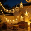 أضواء زينة رمضانية بطول 1.5 متر، مزودة بـ 10 مصابيح LED، و5 تصاميم فريدة للفوانيس الإسلامية، أضواء بيضاء دافئة لتزيين العيد، رمضان، المساجد، المنازل، النوافذ، الأبواب، والحفلات| متجر واو الأفضل ترينديول السعودية