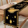 مفرش طاولة رمضان مبارك، زينة مسجد رمضان باللونين الأسود والذهبي، مفرش طاولة للمطبخ وغرفة الطعام على شكل هلال ونجمة وزهرة وفانوس، مناسب لعيد الفطر المبارك وحفلات المنزل | متجر واو الأفضل ترينديول السعودية