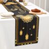 مفرش طاولة رمضان مبارك، زينة مسجد رمضان باللونين الأسود والذهبي، مفرش طاولة للمطبخ وغرفة الطعام على شكل هلال ونجمة وزهرة وفانوس، مناسب لعيد الفطر المبارك وحفلات المنزل | متجر واو الأفضل ترينديول السعودية