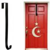 خطافات إكليل رمضان (قطعة واحدة)، علاقة إكليل للباب الأمامي، خطافات إكليل معدنية سوداء لتزيين عيد الفطر، علاقة خطاف متينة بطول 38 سم لعيد الحب والعيد ورمضان | متجر واو الأفضل ترينديول السعودية
