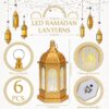 زينة فوانيس رمضان، مصباح عيد مبارك بتقنية LED، فانوس شموع رمضان، مصباح رمضان معلق، زينة فوانيس رمضان، لتزيين طاولة المنزل، لوازم حفلات إبداعية (برونز) | متجر واو الأفضل ترينديول السعودية