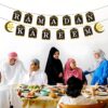 لافتة رمضان كريم من ULHYC لتزيين عيد الفطر، لافتة رمضان مبارك بنمط النجوم والقمر والقلعة، علم عيد الفطر لتزيين المنزل في رمضان ولوازم الحفلات | متجر واو الأفضل ترينديول السعودية