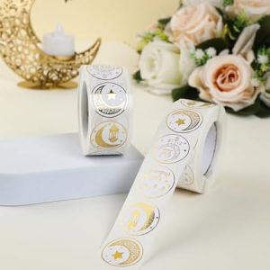 ٥٠٠ قطعة من ملصقات عيد مبارك، ملصقات رمضان كريم ذاتية اللصق بنمط القمر والنجمة والفانوس، ملصقات إسلامية للمسلمين لصناديق هدايا الحلوى وأظرف حفلات رمضان | متجر واو الأفضل ترينديول السعودية