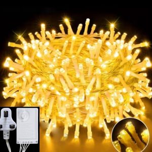 أضواء زينة رمضانية، سلسلة أضواء زينة حفلات العيد، سلسلة أضواء (10 أمتار) مع 100 مصباح LED، تعمل على 220 فولت، لون أصفر | متجر واو الأفضل ترينديول السعودية