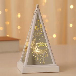 فانوس رمضاني مزين بالشموع، مصباح رمضاني معلق للمسلمين، ديكور عائلي، لوازم حفلات الأعياد (مثلث) | متجر واو الأفضل ترينديول السعودية