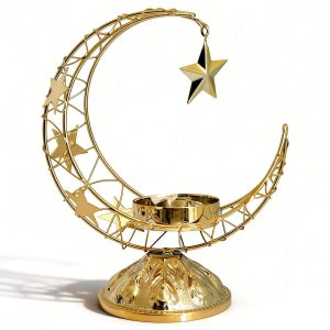 عصا شمعة ULHYC، زينة نجوم رمضان لديكور هلال رمضان لحامل الشموع وموزع الروائح العلاجية، ديكور قمر العيد، زينة ذهبية لسطح الطاولة لعيد الفطر، مكتب منزلي |متجر واو الأفضل ترينديول السعودية