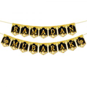 لافتة "رمضان مبارك" من فيسونيكس - زينة عيد مبارك بنقوش النجوم والهلال والقلاع | مثالية لتزيين المنزل في رمضان ولوازم الحفلات | متجر واو الأفضل ترينديول السعودية